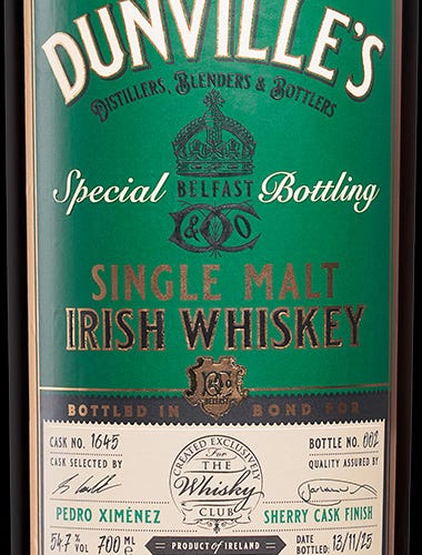 Dunville’s 24 Year Old Pedro Ximénez Single Cask #1645