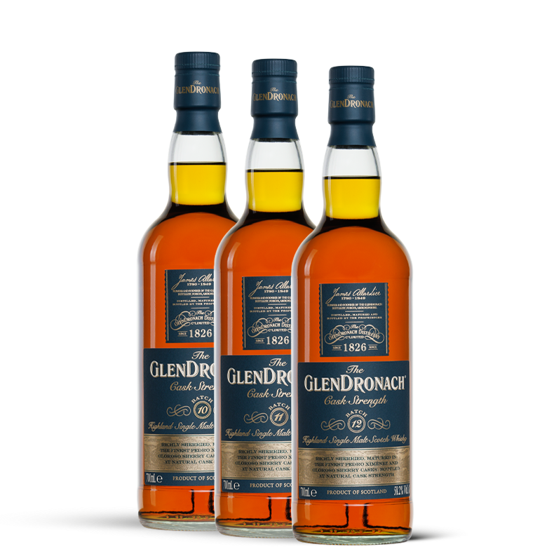 The GlenDronach Cask Strength Batch 10,11 and 12 Bundle