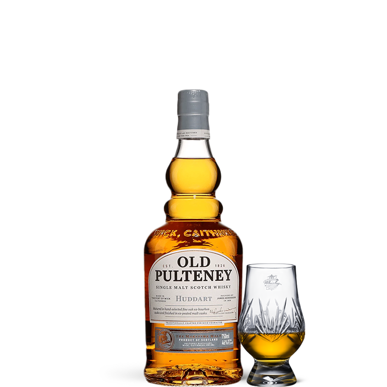 Old Pulteney Huddart + Crystal Cut Glencairn Gift Pack